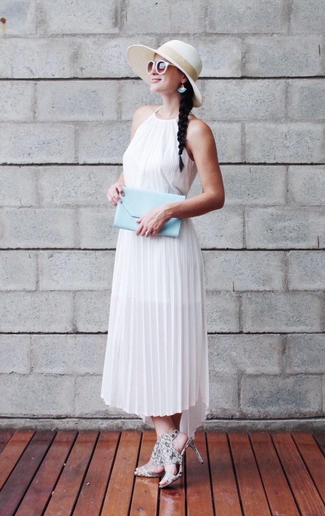 White Pleated Maxi Dress | how to style a maxi dress | how to wear a maxi dress | maxi dress style tips | summer fashion tips | summer outfit ideas | summer style tips | what to wear for summer | warm weather fashion | fashion for summer | style tips for summer | outfit ideas for summer || Dressed to Kill