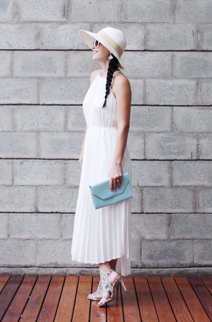 White Pleated Maxi Dress | how to style a maxi dress | how to wear a maxi dress | maxi dress style tips | summer fashion tips | summer outfit ideas | summer style tips | what to wear for summer | warm weather fashion | fashion for summer | style tips for summer | outfit ideas for summer || Dressed to Kill