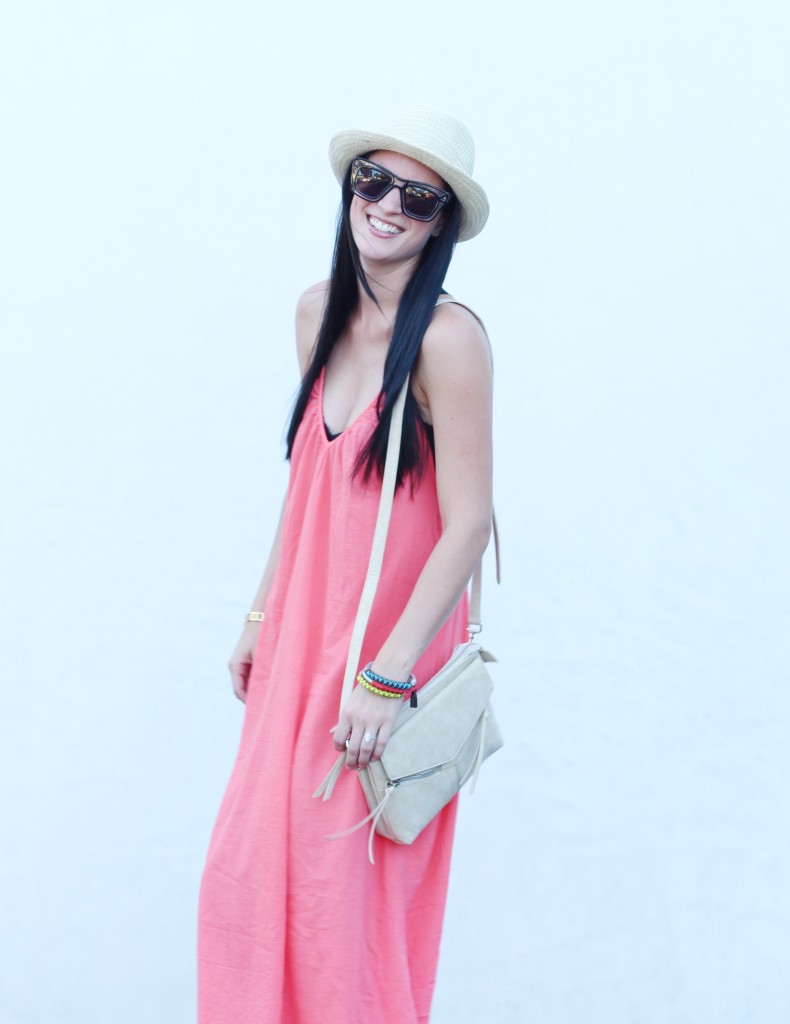 Salmon Maxi Dress | how to style a maxi dress | how to wear a maxi dress | maxi dress style tips | summer fashion tips | summer outfit ideas | summer style tips | what to wear for summer | warm weather fashion | fashion for summer | style tips for summer | outfit ideas for summer || Dressed to Kill