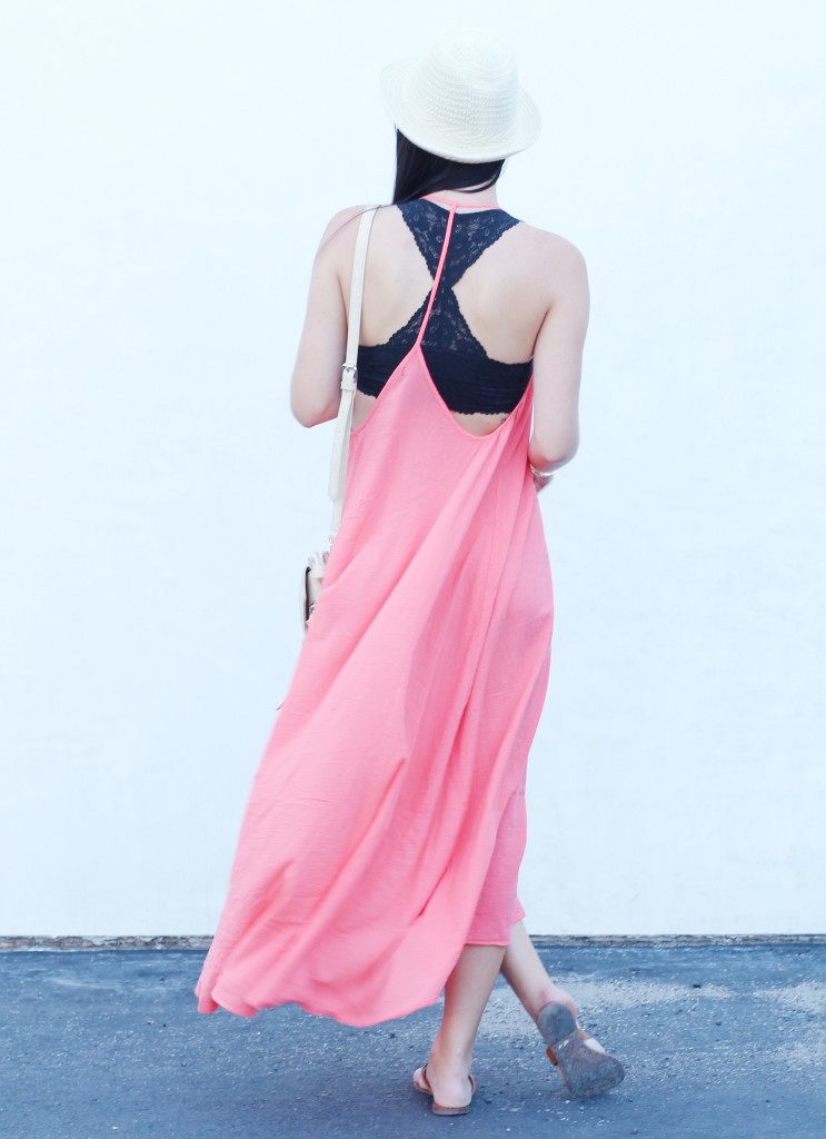 Salmon Maxi Dress | how to style a maxi dress | how to wear a maxi dress | maxi dress style tips | summer fashion tips | summer outfit ideas | summer style tips | what to wear for summer | warm weather fashion | fashion for summer | style tips for summer | outfit ideas for summer || Dressed to Kill